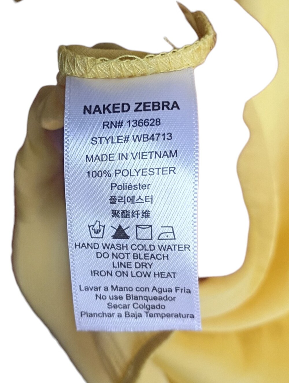 NWT Naked Zebra Yellow Fawn 3/4 Length Blouse Size Medium - Picture 6 of 6